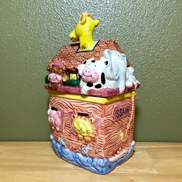 NOAH’S SS ARK 9 x 5 Ceramic Cookie Jar Canister New World Specialties Pre-owned - Picture 8 of 10